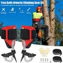 Tree Climbing Spikes Set for Tree Work, Adjustable Tree Climbing Gear with Safety Seat for Tree Climbing and 10FT Steel Wire Core Flip Line Kit for Outdoor Jungle Survival Fruit Picking, Standard