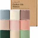 9 Colors Chiffon Ribbon 1'' x 27 Yds Handmade Fringe Chiffon Silk Ribbon for Gift Wrapping Wedding Invitations Bridal Bouquets Crafts Home Decor