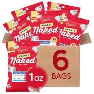 Popcornopolis Nearly Naked Perfectly Salted Popcorn, SnackSize Bags 6Pack, Simple Clean Ingredients, NonGMO, GlutenFree Gourmet Popcorn, Best By: 08/16/2026