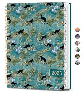 2026 Planner, Aesthetic Weekly and Monthly Planner for Women, Jan 2026 to Dec 2026, Hardcover 2026 Calendar Book with Monthly Tabs, Inner Pocket, Perfect for Office Home School - A4 (8.5" x 11"), Cats in Vine