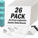 26 Pack Small Dry Erase Boards Classroom Pack 12 x 9 Inch Double Sided Mini White Boards Dry Erase LapBoards for Teacher Supplies with 26 Erasers and 26 Markers