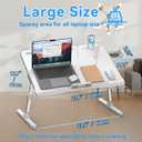 HETTHI Laptop Bed Desk, Adjustable Laptop Lap Desk with Drawer, X-Large Foldable Bed Table Tray for Bed Couch Floor Desk Writing Working Reading Eating Painting (Marble, 23.6"15.7")