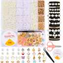 1300pcs Bracelet Making Kit, Pearl Beads for Bracelets, Charm Bracelet Making Kit for Adults, Jewelry Making Supplies for Girls Kids Gifts Shaped Pearl Bead Kits for DIY Craft Necklace Earrings (Beige)
