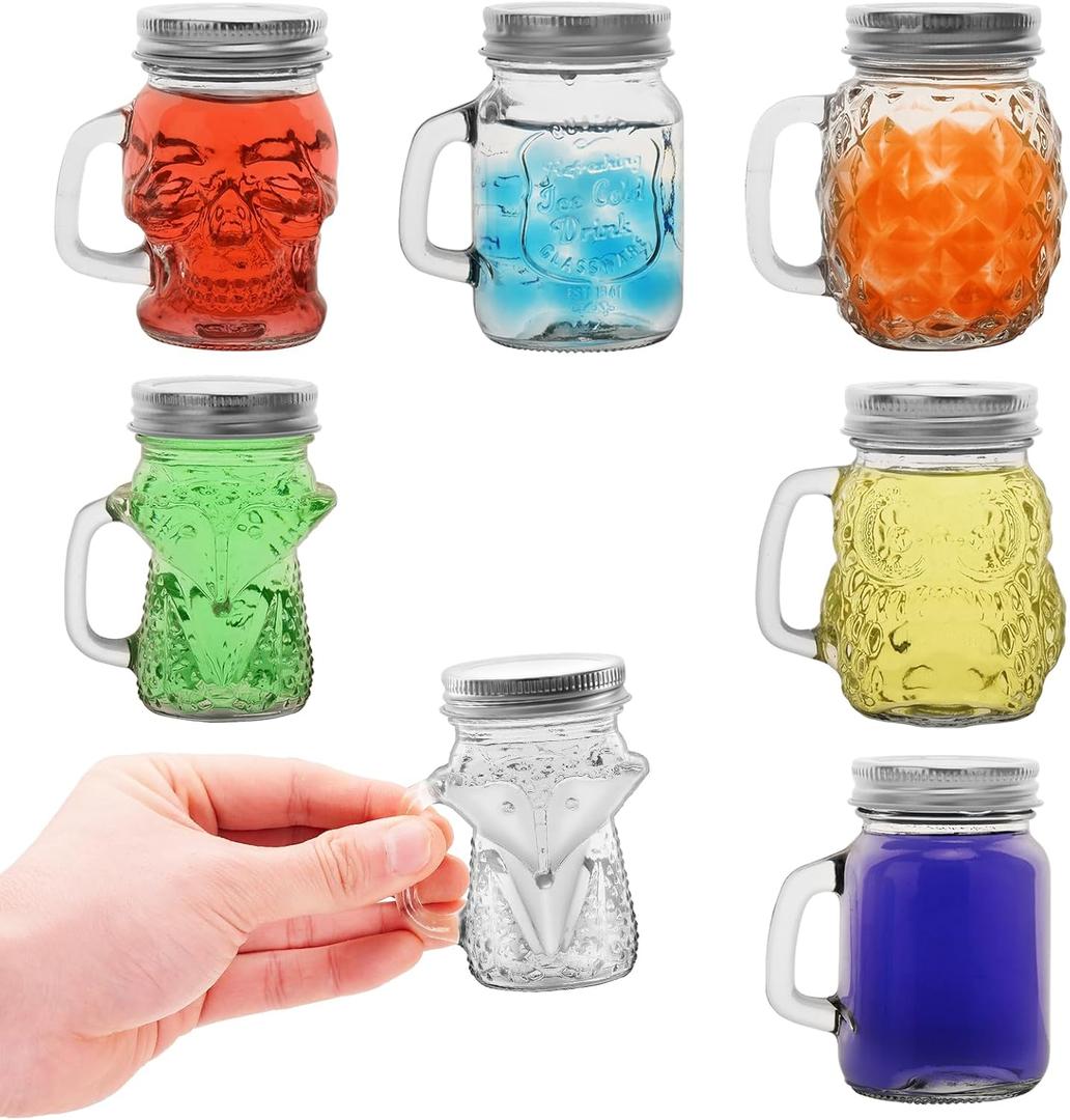 6 Pcs 4 oz Mini Mason Jar Mugs Mason Jar Mugs with Handles and Lids Small Drinking Glass and DIY Favor Decor Wedding Bridal Shower Party Supplies for Drinks, Gifts, Candles and Crafts