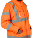Mens Rain Jacket - Waterproof Hooded High Visibility Safety Coat with Reflective Strips 4XL