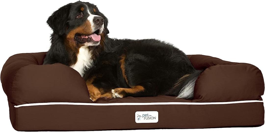 PetFusion Ultimate Dog Bed, Orthopedic Memory Foam, Multiple Sizes/Colors, Medium Firmness Pillow, Waterproof Liner, YKK Zippers, Breathable 35% Cotton Cover,Brown, X-Large (44x34")