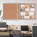Mifuro 2 Pack 38"x38" Enclosed Bulletin Board, Lockable Weather-Resistant Aluminum Cork Noticeboard for School & Office, Silver Frame w/Cork