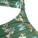 ZAFUL Women One Piece Swimdress Tummy Control Bathing Suit Push Up Swimsuit Modest Swimwear Cutout V Neck Cute Tie Knot Skirt (Green, L)