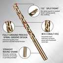 115Pcs Cobalt Drill Bits Set, M35 HSS 135 Tip, Twist Jobber Length Drill Bit Kit for Hardened Metal, Stainless Steel, Cast Iron, Plastic and Wood with Indexed Storage Case, 1/16"-1/2"