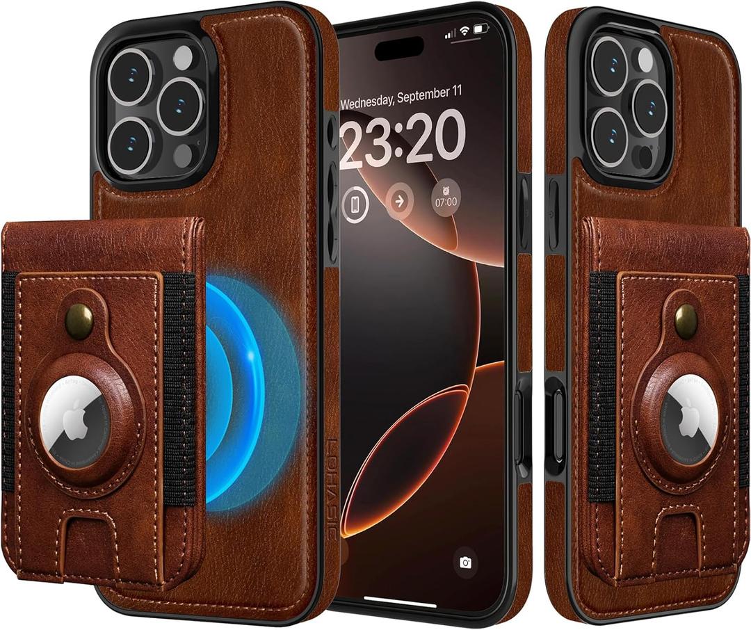 LOHASIC Compatible with Magsafe for iPhone 16 Pro Max Wallet Case, Detachable Leather Credit Card Holder Slot with RFID Blocking Cases for iPhone 16 Pro Max 2024 New, Dark Brown
