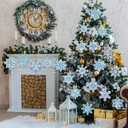 Jetec 20 Pcs Winter Christmas Snowflakes Diamond Painting Ornaments 5D DIY Diamond Painting Tags Christmas Hanging Art Kits Winter Snowflake Crystal Ornaments for Kids Art Crafts(Blue,Elegant)