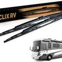 ClixWipers RV 2-Pack 28" + 28" Class-A OEM Heavy Duty Replacement All-Weather Steel Windshield Wipers for Jumbo Hook Arms - w/Saddle Adapter (Set of 2)