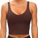 THE GYM PEOPLE Womens' Sports Bra Longline Wirefree Padded with Medium Support (Brown, M)