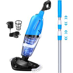 Pool Vacuum for Above Ground Pool with a Telescopic Pole, Rechargeable Cordless Pool Cleaner with 1.5H Fast Charge, 80Mins Runtime, Handheld Pool Vacuum for Above & In-Ground Pools, Spas, Hot Tubs