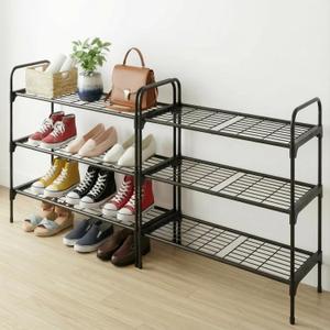 3-Tler Shoe Rack Organlzer, Rustproof lron, Spaclous Shoe Storage Shelf for Closet or Entryway, Fits Sneakers & Slippers, Black