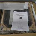 Rattan Counter Height Bar Stools Set of 2, Upholstered Farmhouse Barstools with Natural Rattan Back, Wooden Legs for Kitchen Island, Walnut/Linen