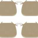 Shinnwa Dining Chair Cushions Set of 4, Non Slip Seat Cushions for Kitchen Chairs with Ties, 4 Pack, 15 x 15.5 inches, Natural Linen