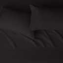 Amazon Basics Lightweight Super Soft Easy Care Breathable Microfiber 4-Piece Bed Sheet Set with 14-Inch Deep Pockets, Wrinkle Resistant, Full, Black, Solid