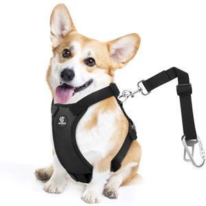 VavoPaw Dog Seat Belt, Safety Vest Dog Car Harness with Adjustable Buckle Dog Seat Belt for Vehicle Nylon Pet Safety Seat Belts Heavy Duty(M (Chest: 19.7-26.4", Neck: 12.6, Black)