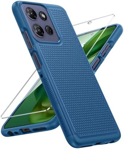 FNTCASE for Moto G-Power 2025 Case: Motorola G Power 2025 Case 14FT Military Grade Drop Protection with Screen Protector Shockproof Anti-Slip Rugged Matte Dual Layer Daily Cover 6.8 Inch (Blue)