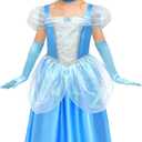 ROC PARTY Girls Fairytale Princess Costume Blue Halloween Dress with Gloves Headband & Choker  Kids Party Outfit (Blue)