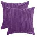 HWY 50 Black Corduroy Throw Pillow Covers 16x16 Inch, Set of 2, Soft Cozy Decorative Cushion Cases for Couch Sofa Bed Living Room, Boho Striped Home Decor