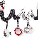 Ebrima Baby Pram Crib Activity Spiral Plush Toys & Stroller Toy & Car Seat Hanging Toys & Animal Education Plush Toys & 3 6 9 12 Months Baby Rattles (Fox)