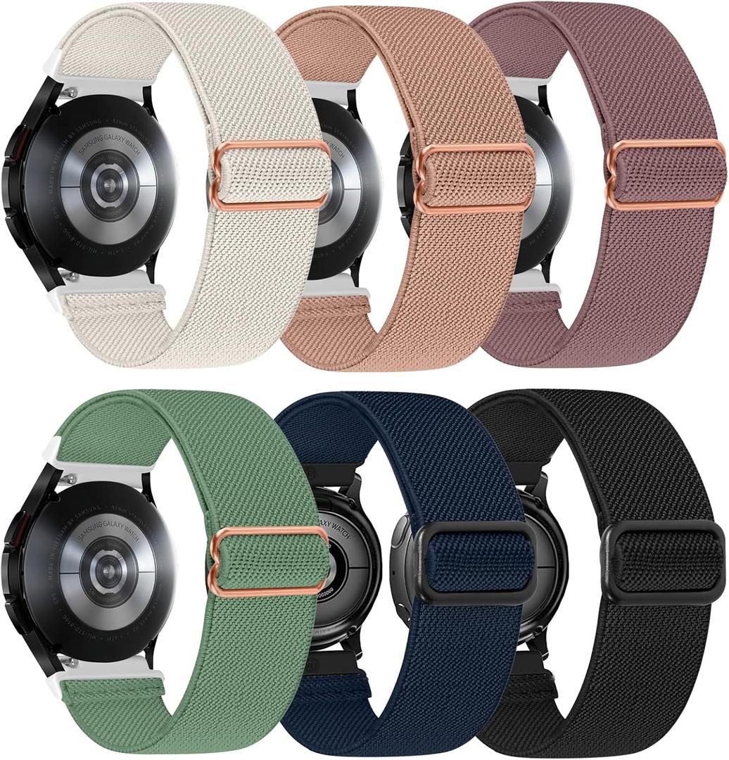 Samsung Galaxy Watch Band 20mm, Compatible with Active 2 (40mm/44mm), Galaxy Watch 3 (41mm), Gear S2 - For Women & Men (Dark Pink+Smoke Violet+Starlight+Cactus+Navy+Black)