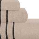 MyOwn Ultra Soft 3 Pack Cotton Towel Set, Contains a Bath Towel 28x55 inch, a Hand Towel 16x24 inch & Wash Coth 12x12 inch, Ideal Everyday use, Compact & Lightweight - Tan, 71679