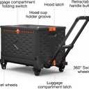 Foldable Utility Cart Collapsible Crate Rolling Carts with Wheels, Hand Truck Storage Box with Telescoping Handle, Folding Shopping cart with Wheels for Office Shopping Camping Travel Moving