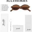JOVAKIT Retro Oval Sunglasses for Women Vintage Fashion 90s Small Oval Frame Sun Glasses Oval Eyeglasses (Tortoise/Brown) (Brown)
