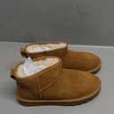 bebealy Genuine Suede Mini Boots for Women Winter Fuzzy Snow Boots Short Ankle Boot with Fur Lined (9, Chestnut)