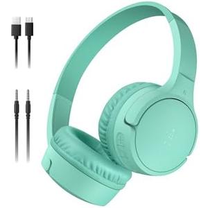 Belkin SoundForm Mini - Wireless Bluetooth Headphones for Kids Built-in Microphone - Kids On-Ear Earphones for iPhone, iPad, Fire Tablet & More - Mint