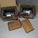 2 Pack Rectangular Wooden Cake Stand, 4 x 6.3 Mini Cake Plate Holder with Clear Glass Bell, Cake Display Server Tray for Kitchen, Birthday Parties, Weddings, Baking Gifts