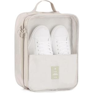 Travel Shoe Bag Holds 3 Pair of Shoes, Hezelf Shoe Storage Pouch for Travel and Daily Use, Travel Suitcase Shoe Organizer, Waterproof (Beige)