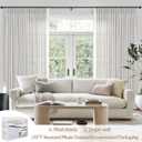 PleatedDrapes Beige White Sheer Linen Curtains 96 Inches Long for Bedroom, Neutral Modern Window Pinch Pleat Living Room Curtain for Sliding Glass Doors Light Filtering with Hooks 40" x 96"x 2Panels