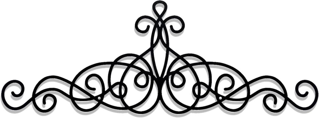 Zhengmy Small Traditional Metal Scroll Wall Art Decor Rustic Iron Wall Medallion Small Iron Metal Plaque for Home Living Room Decoration(Black)