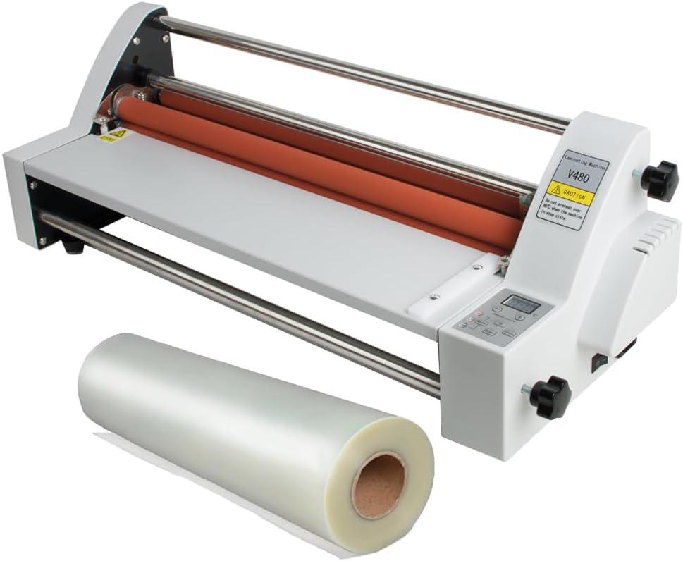 Vinmax 18inch Laminating Machine with Film Roll Office Presentation Laminators Hot Cold Roll Laminator Single Dual Sided Thermal Laminating Machine Commercial Photo Laminator School Office Use