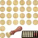 PATIKIL Alphabet Wax Seal Stamp Kit, 26 Letters A-Z Sealing Wax Stamp with 2pcs Wooden Handles, Gift Box Letter Initial Brass Head Vintage