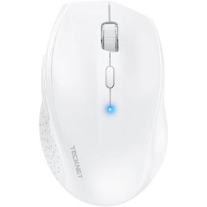 TECKNET Bluetooth Mouse, 4800 DPI Wireless Mouse, 2-Year Battery 6 Adjustable DPI, 6 Buttons Compatible with Laptop/Windows/Computer - White