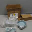 Oncpcare Rabbit Food and Water Bowl Set for Cage - Small Animal Food Dish for Rabbits, Ferrets, Cats, Birds (Blue)