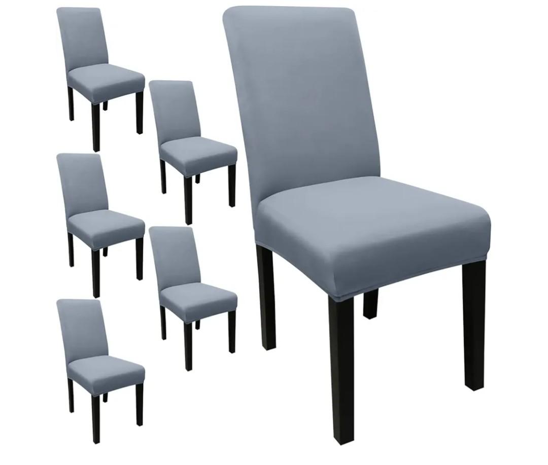 JQinHome 6 Pcs Dining Chair Slipcover,High Stretch Removable Washable Chair Seat Protector Cover for Home Party Hotel Wedding Ceremony(Light Grey)