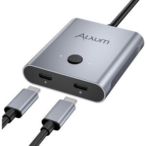 Alxum Bi-Directional USB C Switch - 2 in 1 Out/1 in 2 Out 2 Computers Share 1 Monitor,KVM Switches Support 8K@60Hz Video 10Gbps Data Transfer, USB-C Cables Included Alxum Bi-Directional USB C Switch - 2 in 1 Out/1 in 2 Out 2 Computers Share 1 Monitor,KVM Switches Support 8K@60Hz Video 10Gbps Data Transfer, USB-C Cables Included