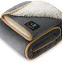 Luciphia Waterproof Pet Blanket, Liquid Pee Proof Dog Blanket for Sofa Bed Couch, Reversible Sherpa Fleece Furniture Protector Cover for Small Medium Large Dogs Cats, Grey+Beige Small40" x 28"