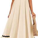 ZESICA Women's 2026 Summer Spaghetti Straps Sleeveless Backless Sundress Flowy Smocked Lace Swing A Line Midi Dress (M)