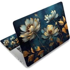 ArtSo Laptop Skin Sticker Decal,16.5 17 17.3inch Laptop Netbook PC Notebook Universal Vinyl Reusable Skin Sticker Cover Personalized Art Case Protector, Golden Flower