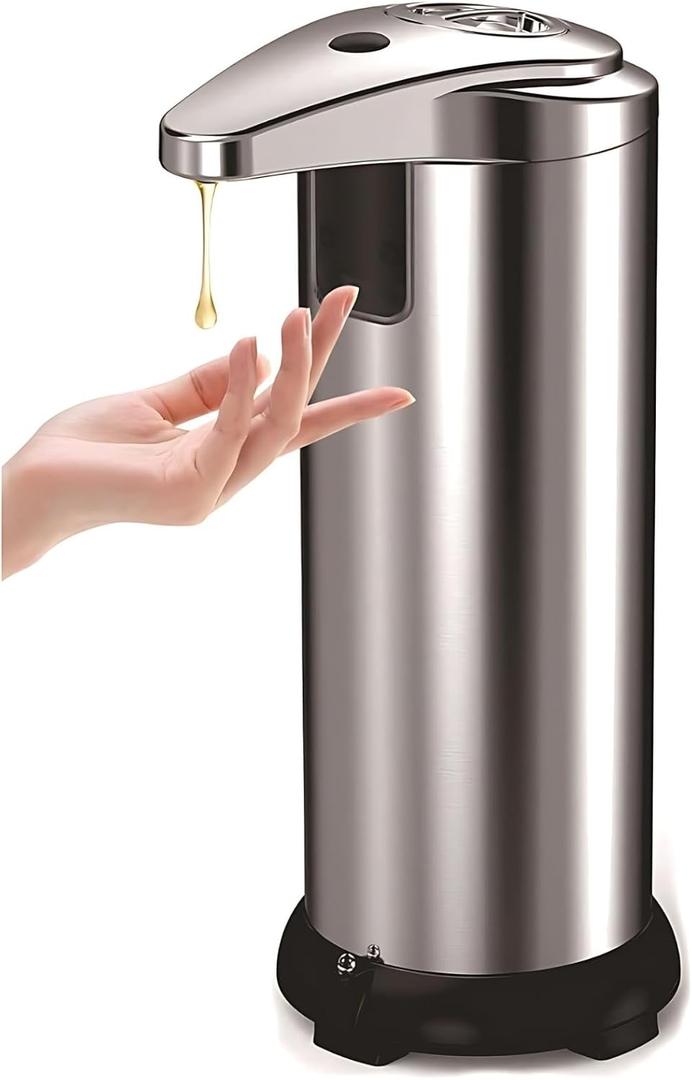 Automatic Touchless Soap Dispenser for Kitchen & Bathroom, Hands-Free Infrared Sensor, Stainless Steel Design, Battery-Operated, Suitable for Soap, Detergent, Lotion and Hand Sanitizer (Single Button Model)