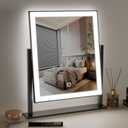 Lighted Makeup Mirror Hollywood Mirror Vanity Makeup Mirror with Light Smart Touch Control 3Colors Dimable Light 360Rotation (16in, Black) (18"L x 14.5"W)