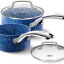 Kitchen Nonstick Saucepan Set - 1 Quart and 2 Quart Sauce Pan Set with Lid - Multipurpose Pots Set Use for Home Kitchen or Restaurant (Blue Granite)