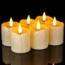 Homemory 2" x 2" Timer Flickering Flameless Candles, Realistic Battery Operated Votive Candles, 6Pack 3D Wick Electric Fake Candles for Christmas, Wedding, Home Decorations (Ivory Base)